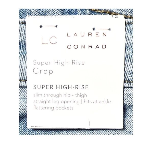 LC Lauren Conrad Womens High Rise Distressed Light Wash Cropped Jeans Sz 18 New - Picture 6 of 10